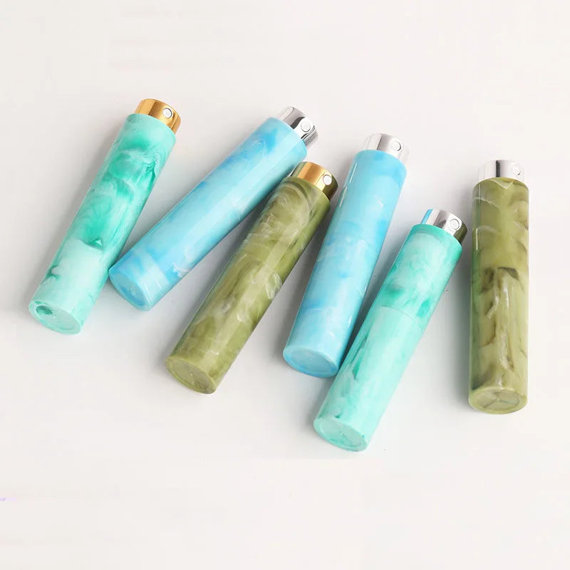 2025 ABS Case Atomizer Bottle 8ML 10ML Mixed Color Travel Marble Rotating Perfume Bottles Stock