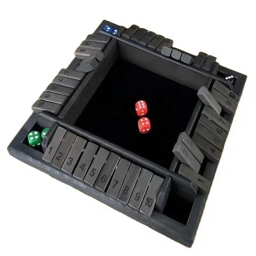 2-4 Players Shut the Box Dice Game Wooden Board Table Math Game with 8 Dice Shut the Box Board Game in Flip Lid Box