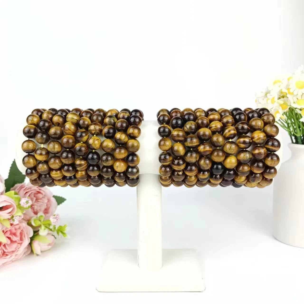 Fashion Jewelry Bracelets 12mm Yellow Tiger Eye Stone Bracelet for Girlfriend Wife Children Gift