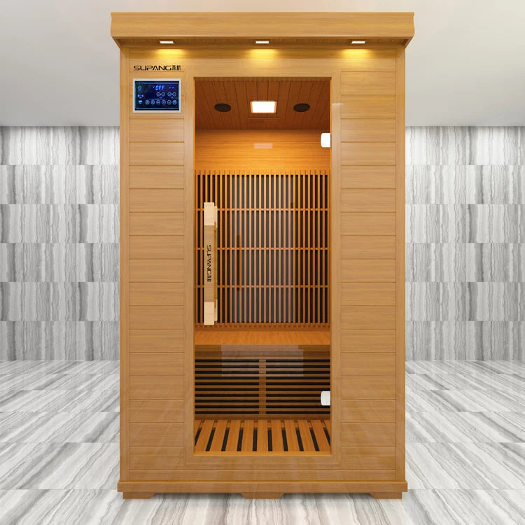 Solid Wood Hemlock Far Infrared Sauna for 2-3 People 2000W Wet Steam Combination Sauna for Sale