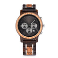 Popular Luxury Customized Brand Logo Chronograph Quartz Stainless Steel 22mm Mineral Glass Natural Timepieces Wooden Wristwatch
