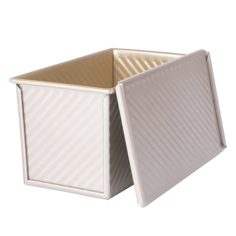 For Carbon Steel Non-Stick Corrugated Pullman Toast Box Bread Baking Tray Loaf Pan with Sliding Cover Lid