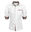 Wholesale Men's Business Shirts Long Sleeve Casual Shirts Lapel Plaid Collar Button up Shirt