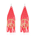 Women's Bohemian Style Anti-War Peace Sign Beads Chandelier Earrings with Gold Plating for Anniversaries