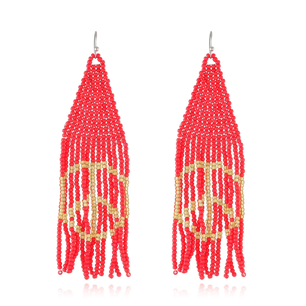 Women's Bohemian Style Anti-War Peace Sign Beads Chandelier Earrings with Gold Plating for Anniversaries