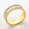 Hot Sale 18K PVD Gold Pated Square Clear Stone CZ Wedding Ring for Women Crystal Channel Setting Band Rings Jewellery Gift