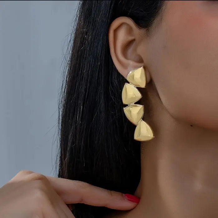 Exaggerated Metal Gold Plated Stud Earrings for Women Earring Accessories Fashion Jewelry Charms