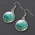 Fashion Women Van Gogh Oil Painting Art Jewelry Starry Night Sunflowers Iris Glass Cabochon Hook Earring for Christmas Gifts