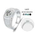 M76A Abiding Fine Jewelry 6.5MM Crushed Ice Out 1 Carat VVS Moissanite Diamond Half Pave 925 Silver Men Ring