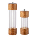 Adjustable Core-Salt and Pepper Grinder Set Manual Acrylic Rubber Wood Plastic Salt Mill for Home Use Custom Logo