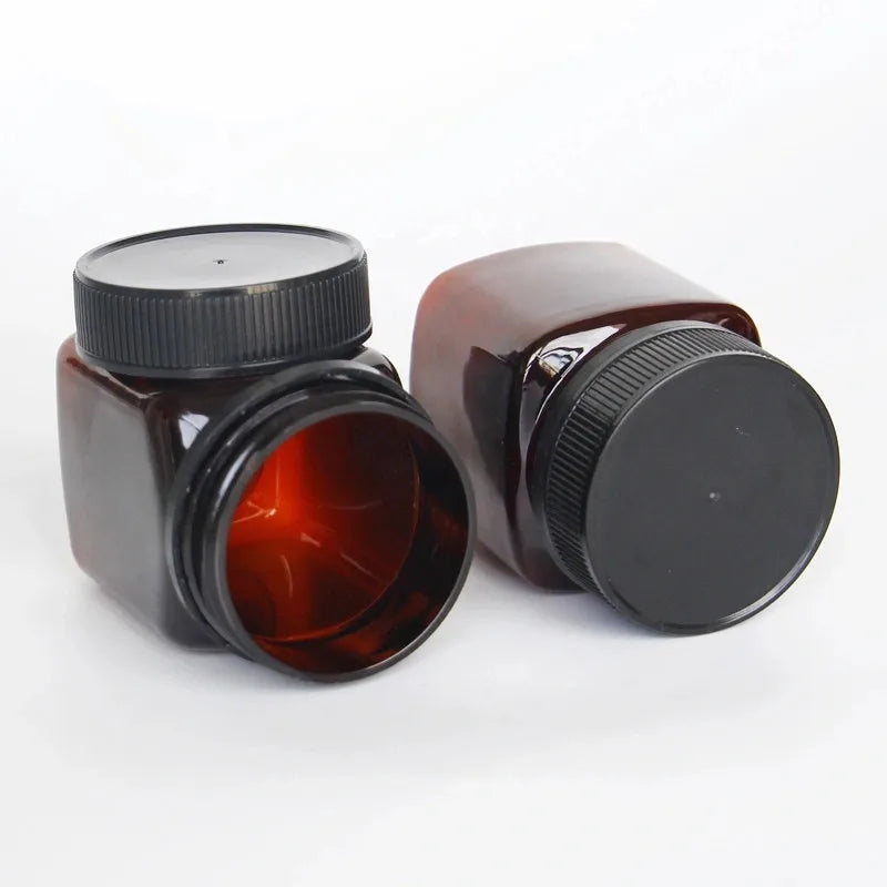 250G PET Square Plastic Container Jar with Temper Proof Lid Round Food Cans Candy Jars