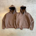 Blank Custom Logo Oem & Odm Heavy Weight Boxy Fit 500gsm Cotton Baggy Cropped Zip up Hoodies Men