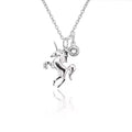 High Quality S925 Sterling Silver 3A Zircon Rhodium Plated Unicorn Pendant Necklace