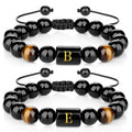 Natural Agate Crystal Beads Bracelet 26 English Letter Bracelet Woven Natural Tiger's Eye Stone  Bracelet for Men and Women