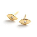 18K Gold Plated l Eye Stud Earrings Dainty Cubic Zirconia Earring for Women Handmade Post Jewelry