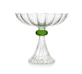 Custom Made Clear Hand Blown Heat-resistant Borosilicate Glass Ribbed Fruit Stand with Stripes