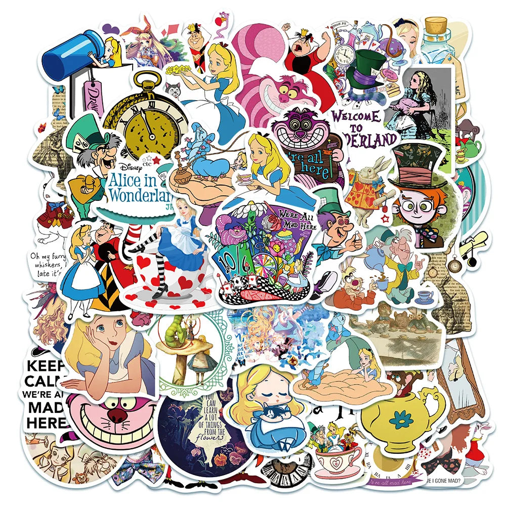 50Pcs Fairy Tale Alice Girl Cartoon Graffiti Stickers for Notebook Laptop Book Vinyl Cute Princess Sticker