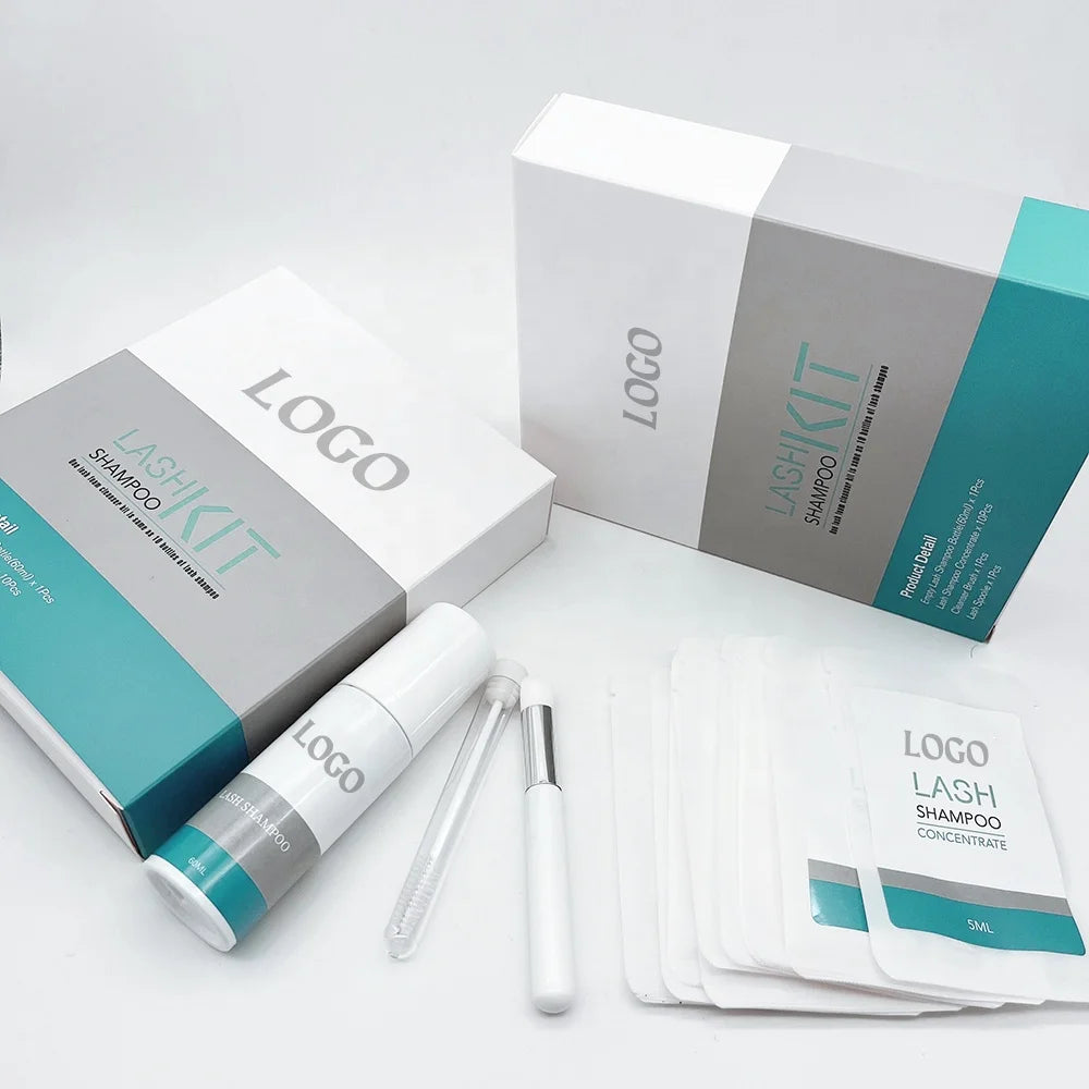 New Design 5ml Lash Shampoo Concentrate Oil-Free Gentle Eyelashes Kit with Private Label Includes Brushes and Shampoo Bottle