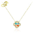 18K Gold Pendant Necklace with Chic Zircon Link Chain Senior Brand Choker Jewelry for Wedding Engagement or Gift