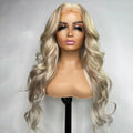 Top Grade Highlight Ash Blonde Color Body Wave Cuticle Aligned Human Hair Lace Front Wigs
