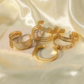 Exaggerated Stainless Steel Gold Plated Tarnish Free Jewelry Wide Band Adjustable Opening Cuff Bangles Bracelets for Women Men