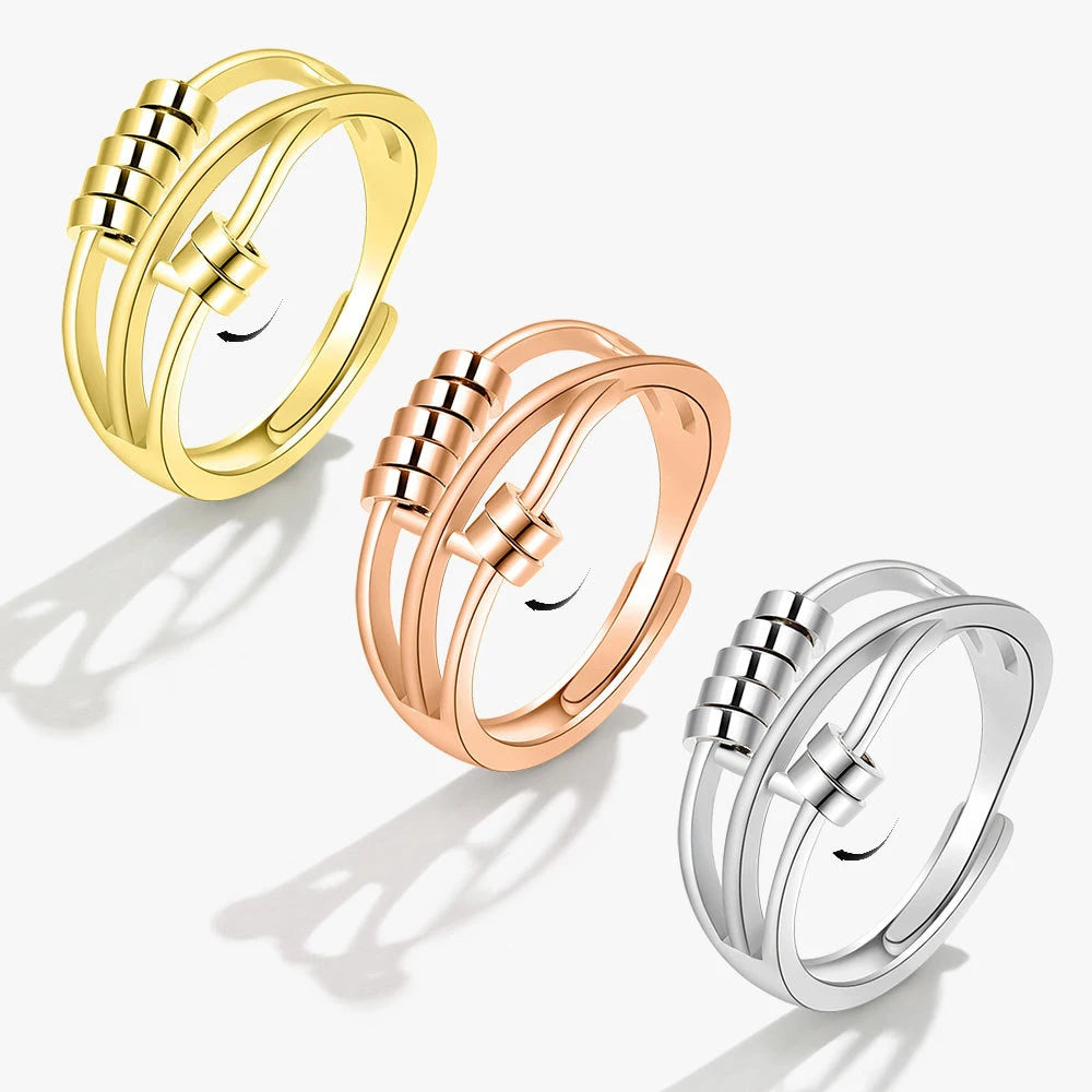 New Wholesale Fidget Spinner Stress Relief Adjustable Anti Anxiety Rotatable Ring Gift Silver Copper Zhejiang for Adult