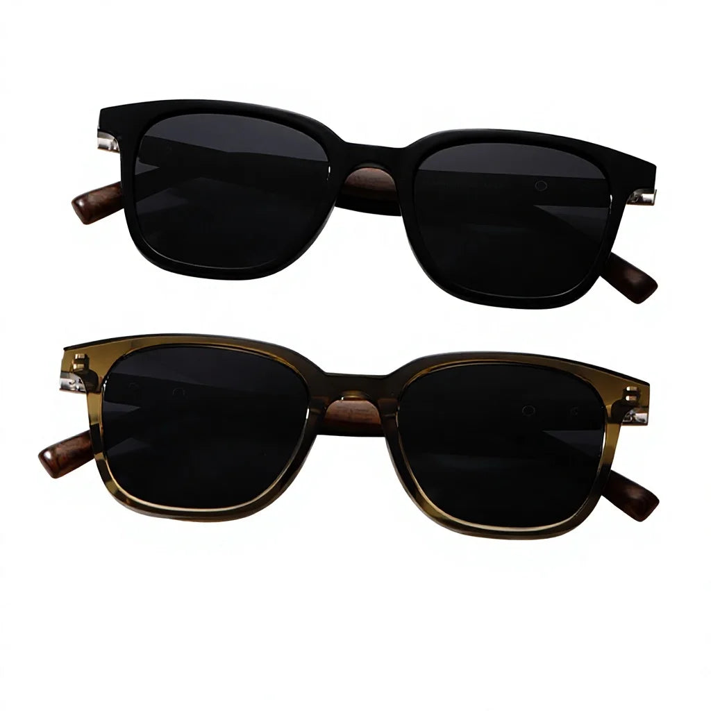 2026 Customizable Fashion Wood Grain Luxury Polarized Sunglasses Women Unisex Custom Logo Square Frame Sunglasses