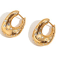 Personalized Irregular Twisted Stainless Steel Hoop Earrings Shiny White Zircon Statement Earrings Party Jewelry for Women