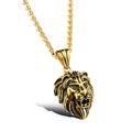 Charm Fashion Men Vintage Jewelry Gold Silver Color Lion Head Stainless Steel Pendant