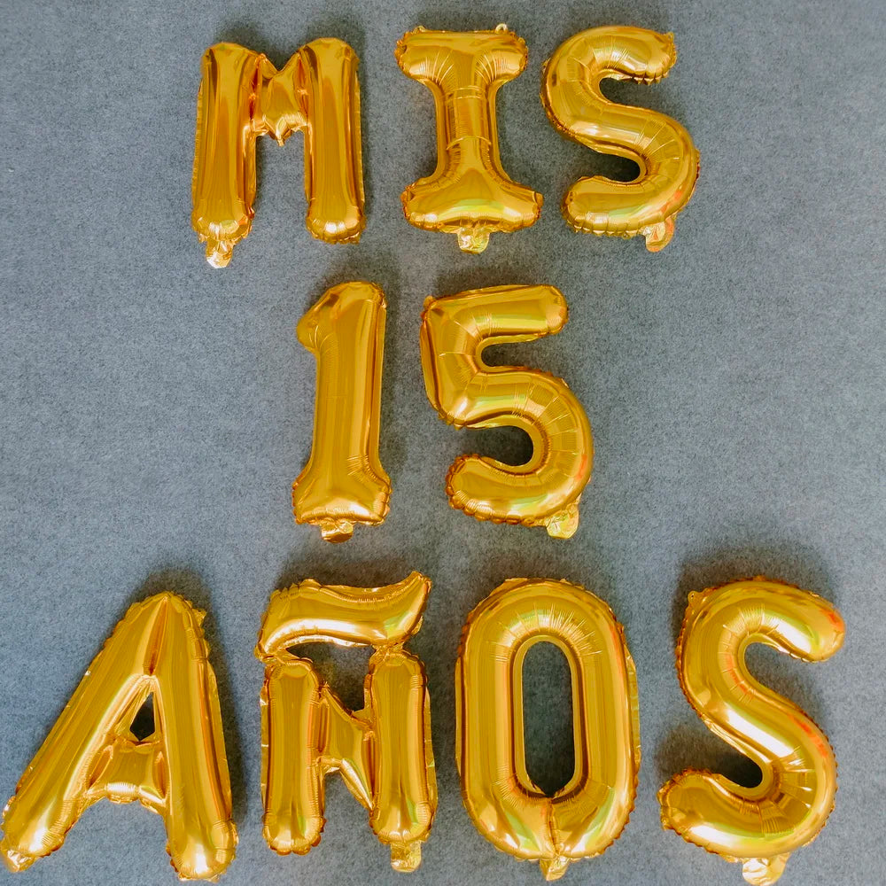 16inch Spanish Foil Banner Bunting Letter Balloons Mis 15 Anos for 15th Birthday Balloon Party Decoration Globos Ballon Decors