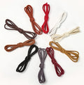 Business Classic Unisex Waterproof Leather Shoe Laces Solid Color Waxed Cotton Round Shoelaces