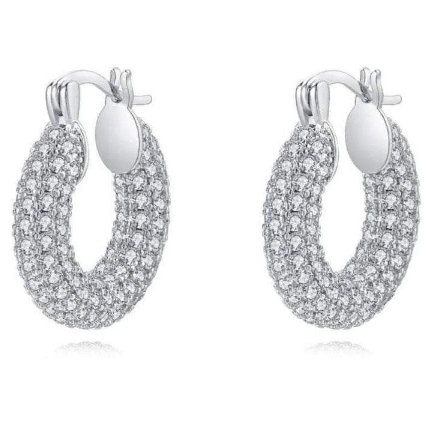 Fashion Personality Brass Plating Platinum Zirconia Enamel Hoop Earrings Women's Jewelry Customized