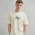 Imperio Unisex Oversize Beige 100% Cotton Jersey O-Neck Short Sleeve T-Shirt Casual Digital Printed Pattern Shark Breathable