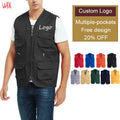 OEM Custom logo Multiple Pockets Workwear Summer Breathable Anti-plling Sleeveless Mens Work Cargo Vest