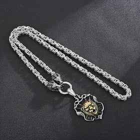 Nordic Gold Lion Head Stainless Steel Pendant Men Necklace Glamour Hip Hop Biker Pirate Accessories Viking Jewelry Pendants