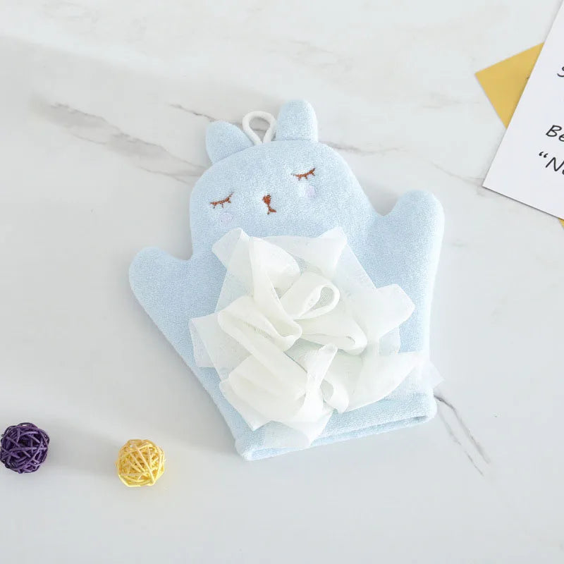 Wholesale PVA Exfoliating Mitt Multi Color Optional Children Bath Shower Glove Large Cute Rabbit Shape Bath Sponge Gloves