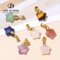 JD Fashion Healing Gem Stones Charms 11*5mm Gold Buckle Natural Stone Quartz Amethyst Lapis Lazuli Faceted Star Pendant
