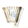 Popular Custom Logo Stripes Printed Colorful Pantone Golf Tees Bamboo Wooden Tees in Bulk Packaging