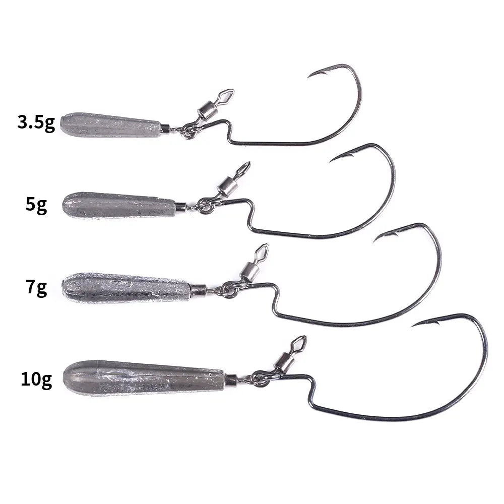 Wholesale JI132 3.5g 5g 7g 10g 5pcs/bag Jig Head Crank Fishing Hooks with Lead Pendant Weights