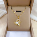 Trendy 18k Gold Plated Stainless Steel Heart Tennis Necklace Jewelry Enamel Zircon Heart Charms Necklace for Women Girls