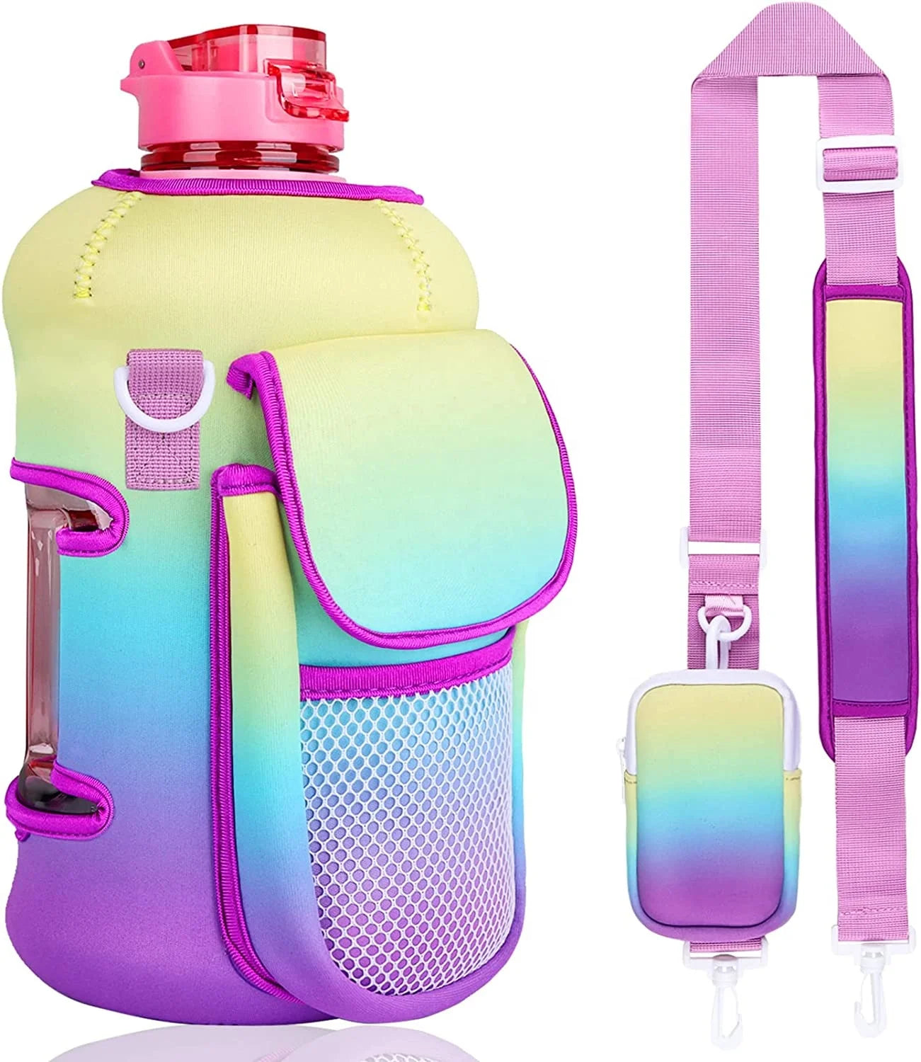 best sellers 2.2L water bottle with Shouer Strap and pouch Large Water Jug 64OZ Half Gallon Water Bottle with Sleeve