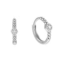 925 Sterling Silver Bead Earrings with Geometric Cubic Zirconia Trendy Circle Huggies for Women Wholesale Fine Jewelry Gift