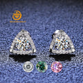 S925 Sterling Silver Moissanite Triangle Design Grade D Moissanite Earrings 1ct Moissanite Stud Earrings