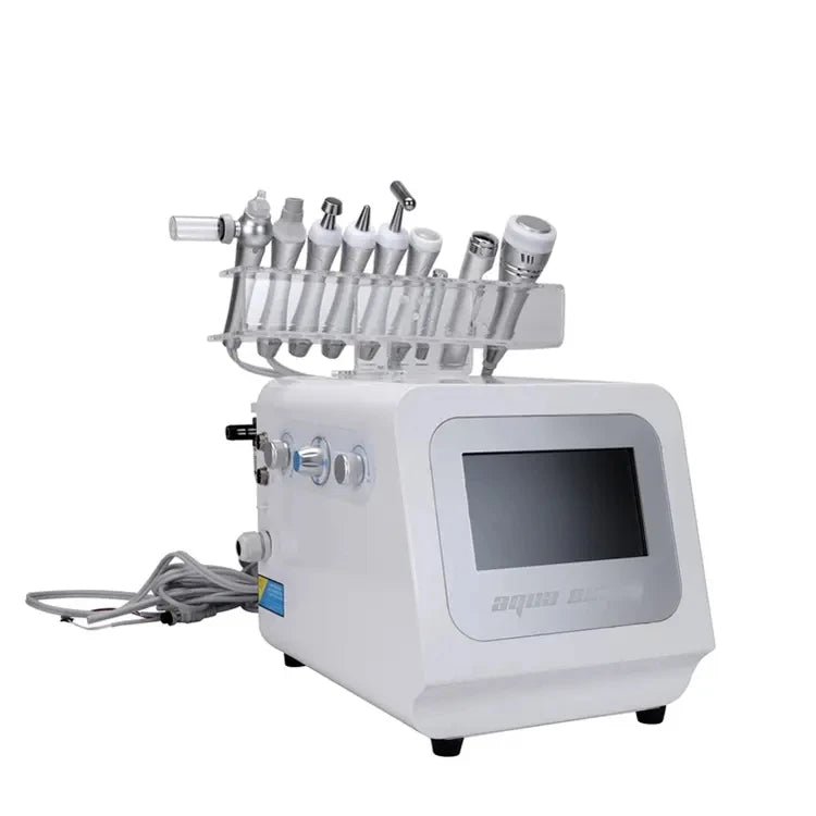 Small Bubble 9 Handle Microdermabrasion Machine for Deep Skin Care Carving Peel Facial Lifting featuring Pore Cleaner