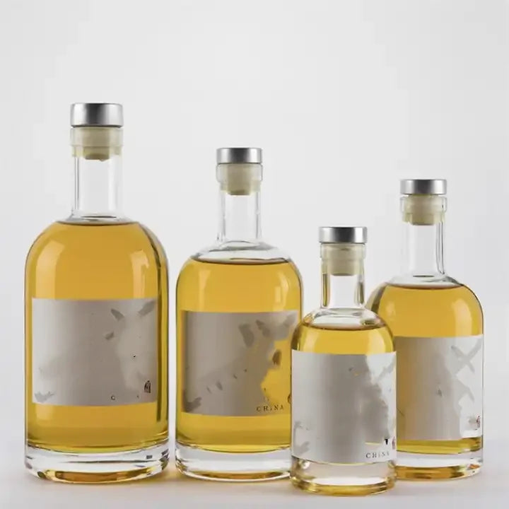 100ml 200ml 375ml 500ml 750ml 1000ml Clear/frosted Glass Vodka Bottles Brandy Liquor Glass Bottles with Cork