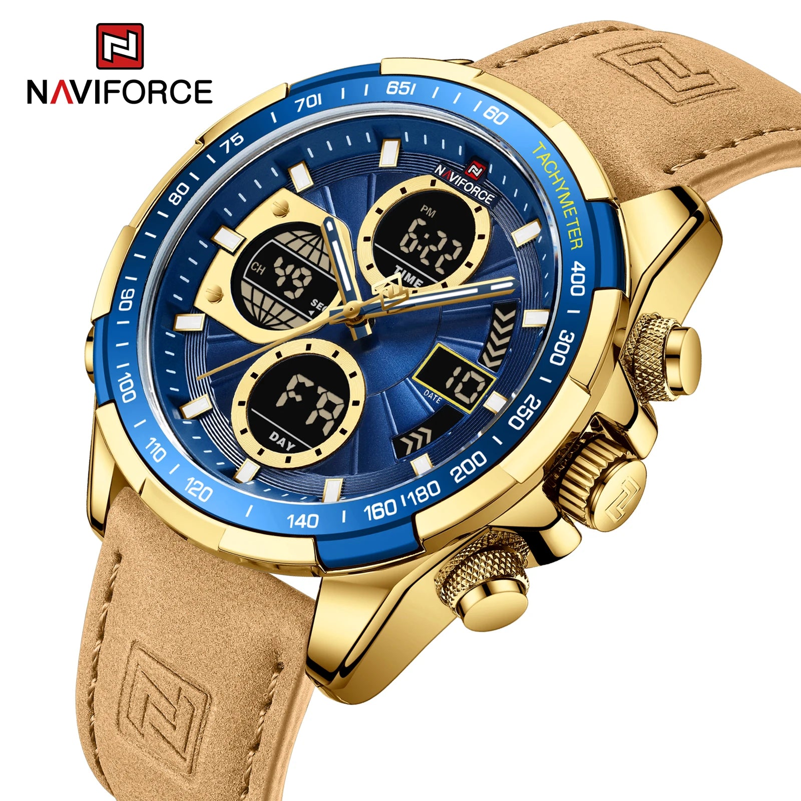 NAVIFORCE 9197 Watch Luxury Relojes Cronografos Analog Digital Men's Sport Watch Best Selling