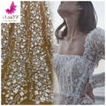 Newest Bridal Lace Sequins With Flower Tulle Beaded Fabric Wedding Net Embroidery 2021 HY1440-1 MegaBDM