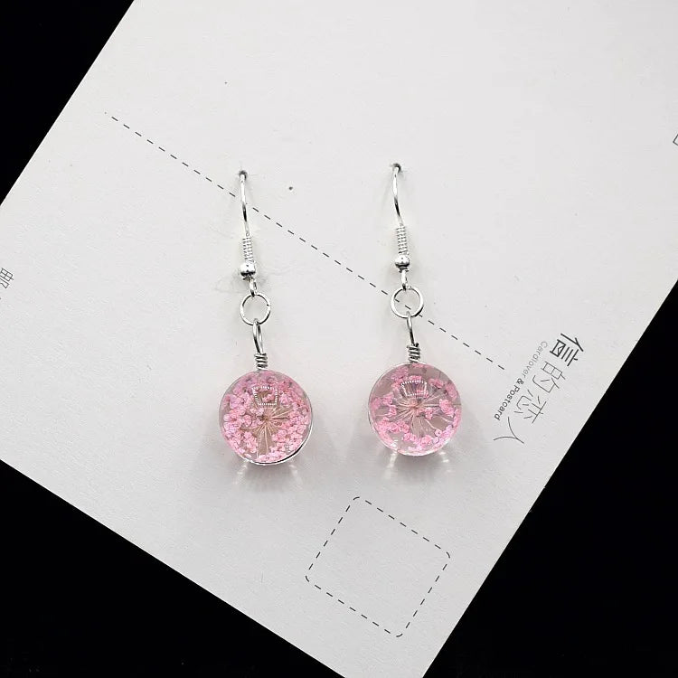 Xiacheng New Updating Rounds Hawaiian Acrylic Resin Fun Transparent Crystal Drop Earrings for Girls Botanical Piercing Jewelry
