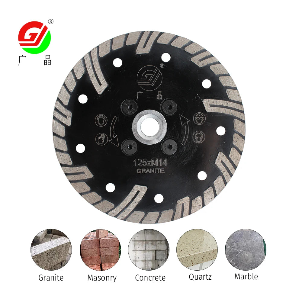 GJ Hot Sale 5 Inch 125 Mm Diamond Tooth Guard Turbo Saw Disc Natural Stone Cutting Granite Concrete Marble Tool