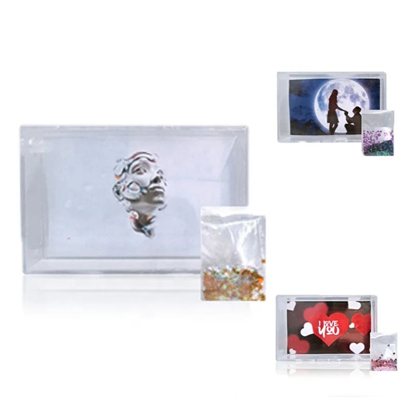 2*3 Inch Rectangular Heat-Activated Acrylic Picture Frame Empty Adding Liquid for Children's Painting Class Wedding Promotion